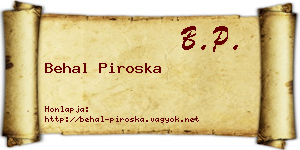 Behal Piroska névjegykártya